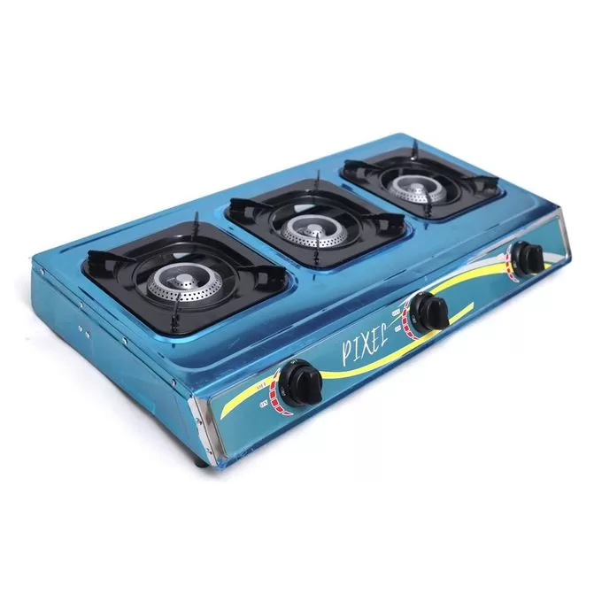 Pixel PIX-02 Stainless Steel Tripple Burner Gas Stove - Silver