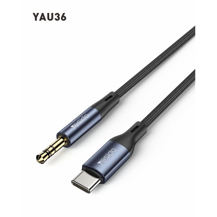 Yesido YAU36 AUX Adapter 100CM Compatible with Most Type-C Plug Interface Devices - Black