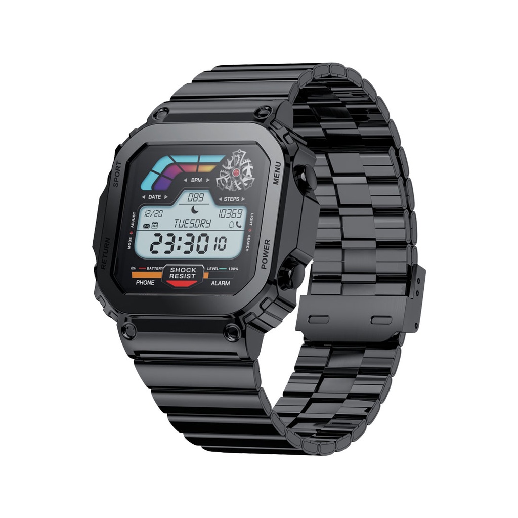 Porodo Nomad Smart Watch,Activity Tracker,Health Monitoring,IP67 Water Resistant,5 Days Battery Life,calling via Bluetooth,Real-Time Notification,Camera Shutter,Find Phone Feature (Black)