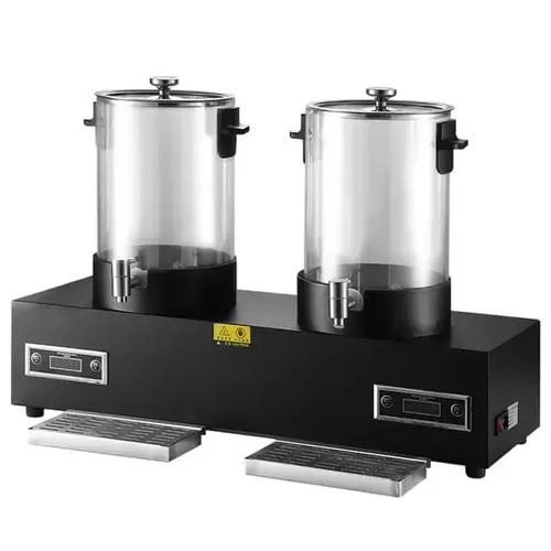 Commercial Double Tank Electric Buffet Thermostat Heater Hot And Cold Juice Heat Preservation Tea, Coffee, Milk Barrel Dispenser, Cafeteria Digital Beverage Dispenser, Heat Preservation Beverage Bucke
