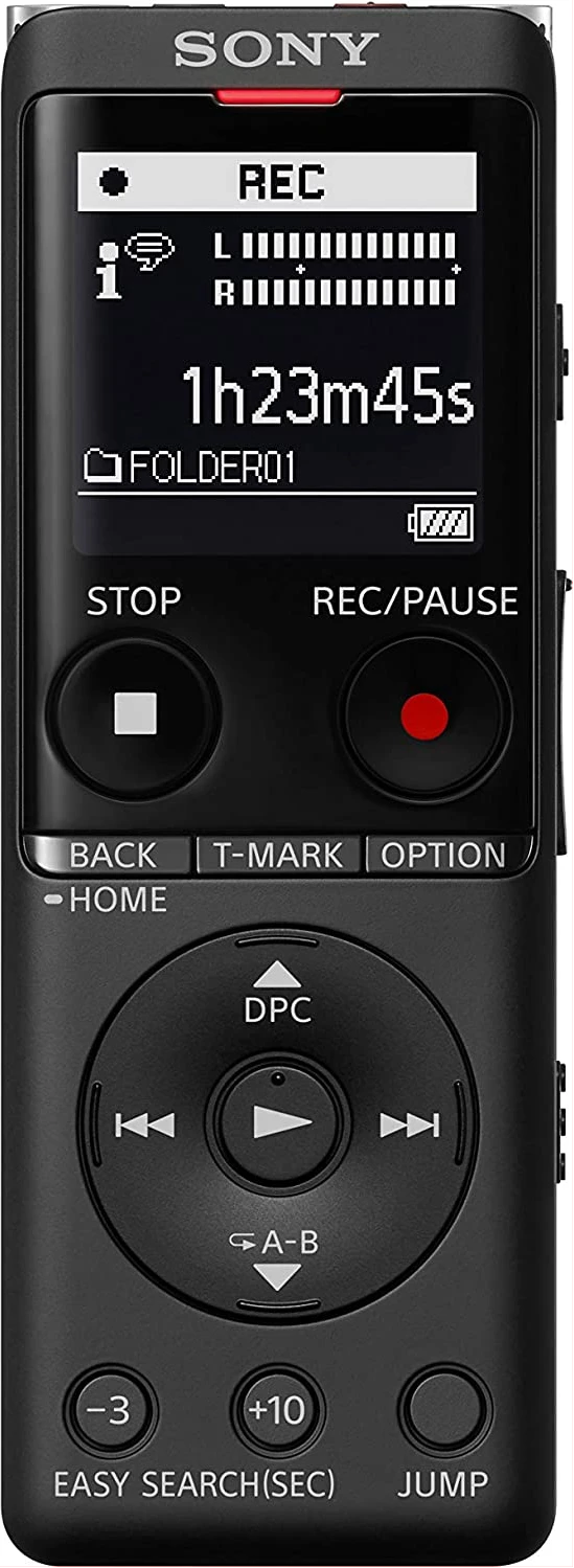 Sony ICD-UX570 Digital Voice Recorder, ICDUX570, Built-in Battery, 4GB Storage, Expandable Memory - Black