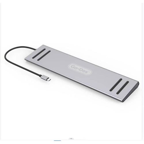 Go-Des 14 In 1 USB C Type-c Hub hubs docking station dual 4K HDR, VGA, RJ45 Ethernet USB3.0 100W PD SD/TF Card reader 3.5mm Audio PD Charging adapter for MacBook Pro and Huawei