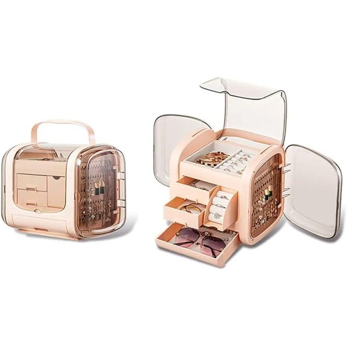 Dust-proof Acrylic Jewelry Box Organizer Drawer Jewellery Boxes Earring Necklace Storage Case Gift- Multicolor