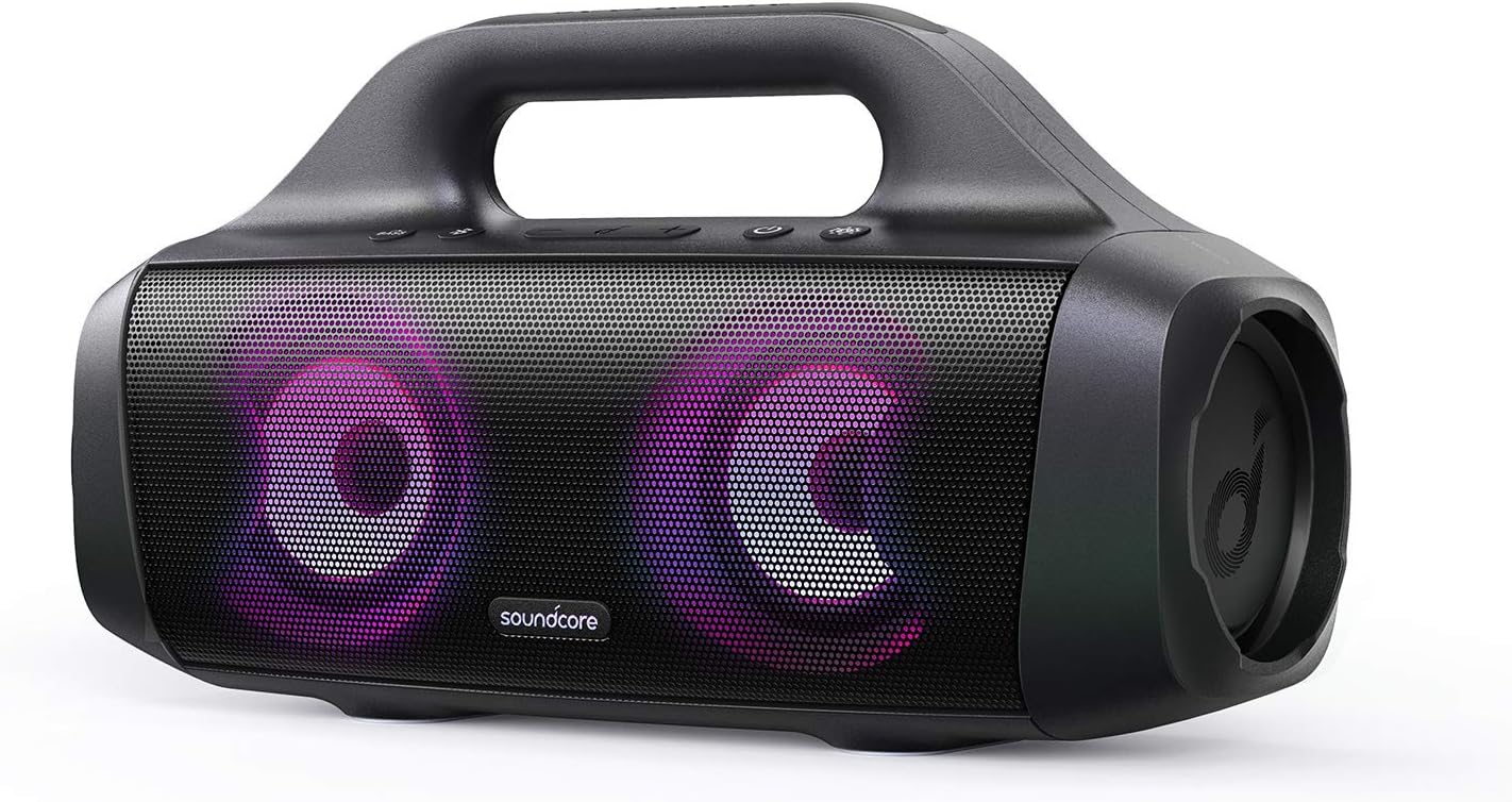 Soundcore Anker Select Pro, 30W Outdoor Bluetooth Speaker with BassUp Technology, IPX7 Waterproof, 16H Playtime, App, LED Lights, Built-in Handle, Portable Bluetooth Speaker for Outdoors, Camping