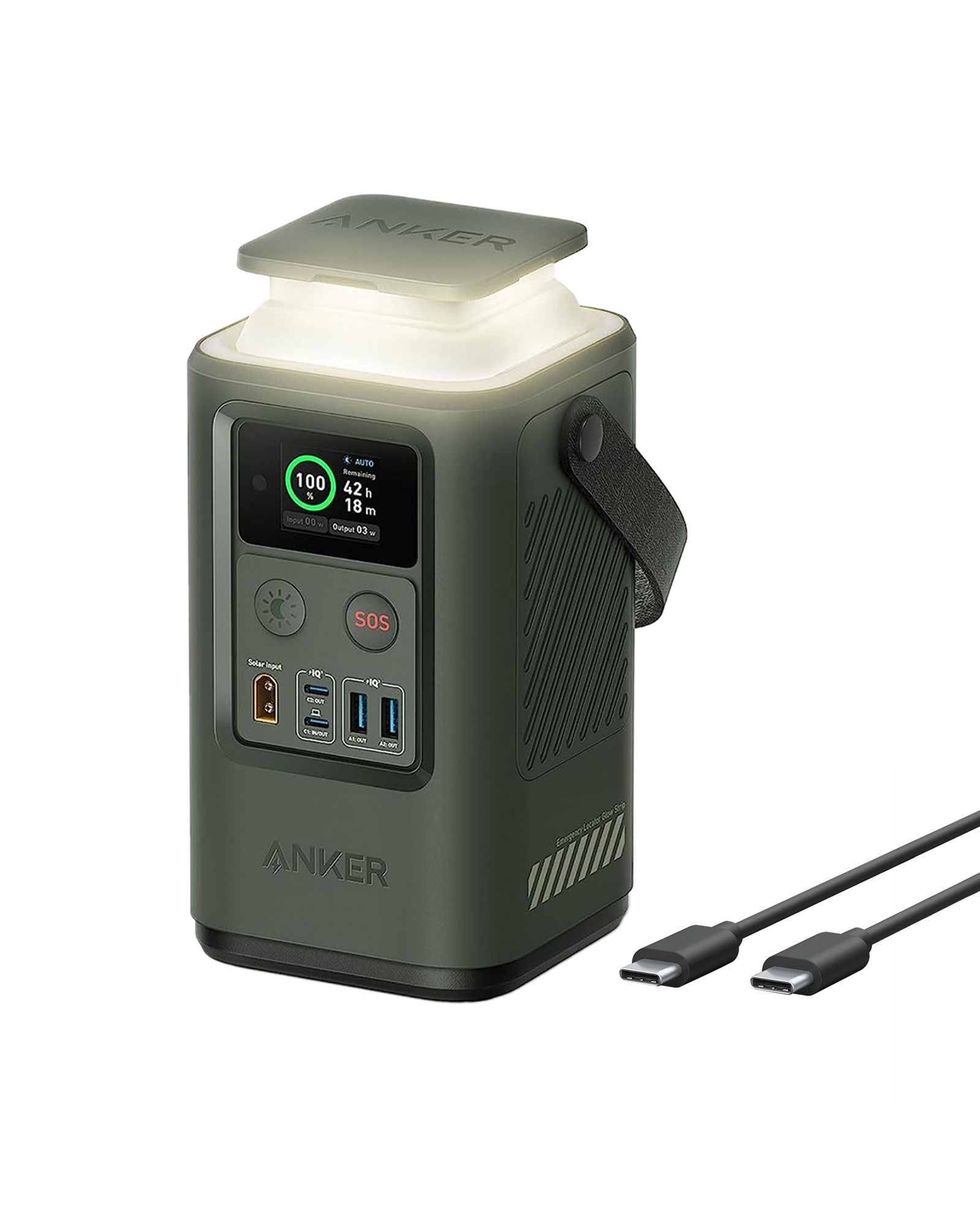 Anker 60000 mAh 548 Power Bank (PowerCore Reserve 192Wh), 60,000mAh Portable Charger with Smart Digital Display, SOS Mode, 60W Output for Emergency and Travel Green