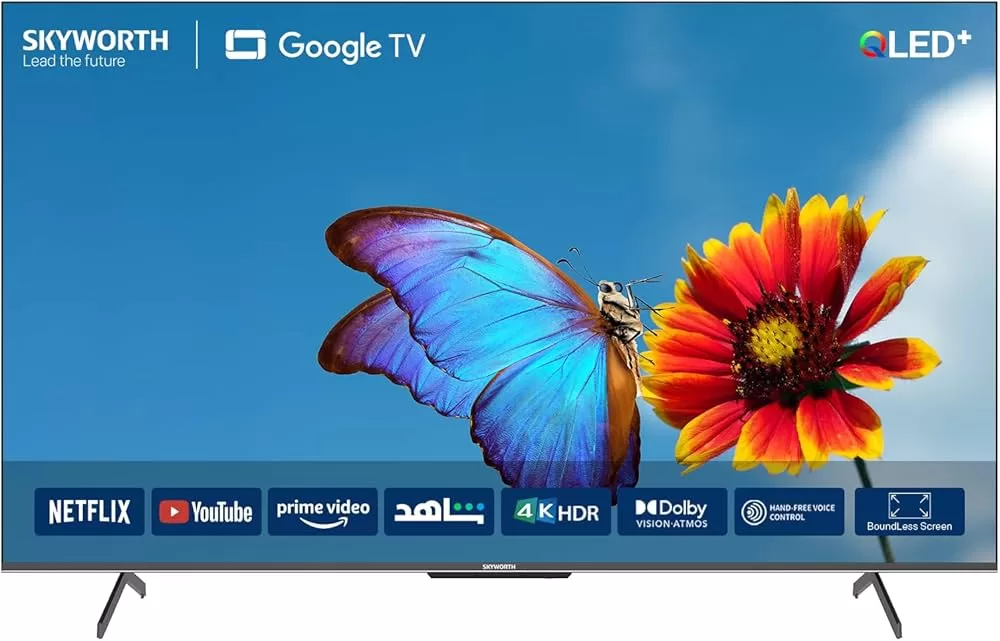 Skyworth 55 inch QLED UHD 4K Smart Google TV, 55SUE9500, Voice Control, Chromecast Built-in, Netflix, Youtube, Prime Video, Bluetooth, Inbuilt Free To Air Deccoder - Black