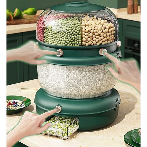 Rice Dispenser, Automatic Dispenser Grain Storage Bin, 360° Rotatable Household Rice Bucket