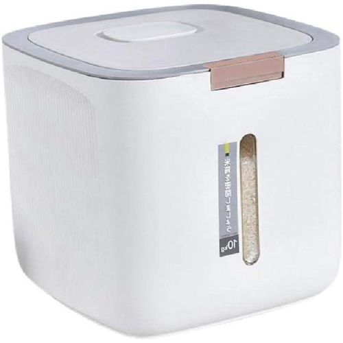 10 Litre Rice Bin Container with Lid Cereal Food Storage Automatic Flip Cover Sealed Plastic Bucket Cereal jar Coffee Container Flour Bean Barrel Moisture Insect Proof Organizer- Multicolor