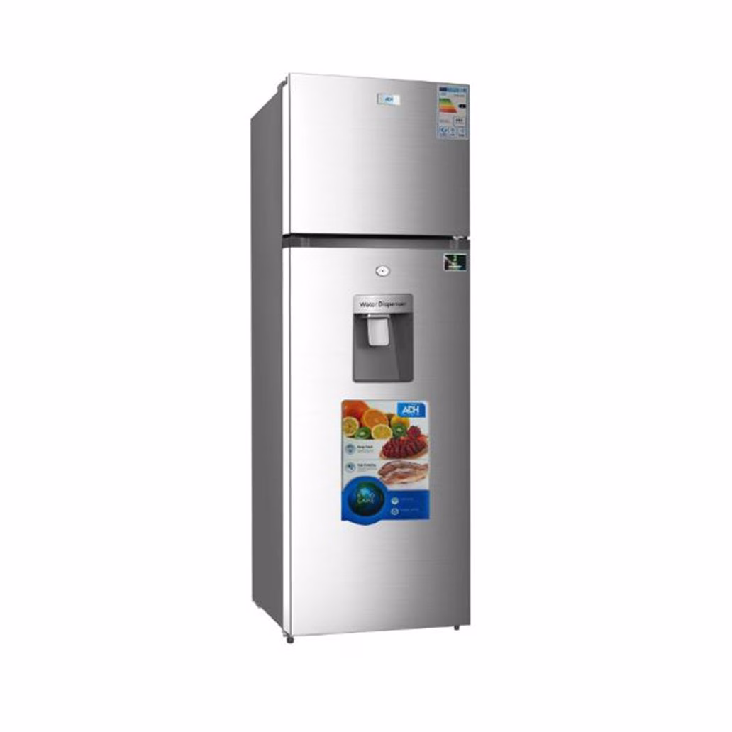 ADH 358 - Litres Fridge, Double Door Refrigerator With Water Dispenser - Silver