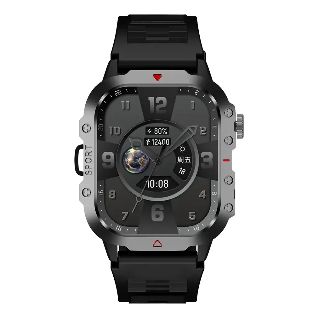 GREEN LION Gravix Smart Watch with Multiple Sport Modes, 200mAh Battery Capacity, Remote Capture, IP65 Water Resistance Level, Bluetooth Version 5.3, Heart Rate Monitor - Black