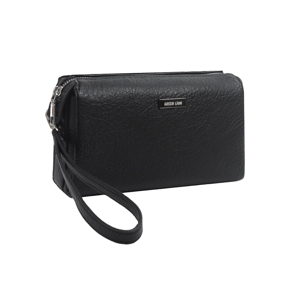 GREEN LION Marly Clutch Bag / Casual and Formal / Water Resistant / PU Leather / Fit for Accessories / Easy to Handle / Big Capacity / Multi Pockets / Delicate Texture - Black