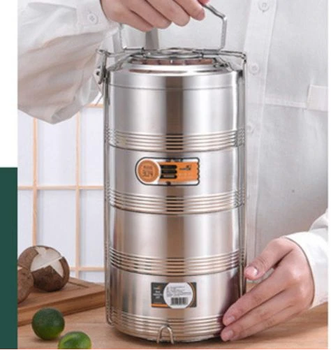 Stainless Steel 16 CM Air Tight 4 Layers Food Container Carrier Lunch Box -Silver