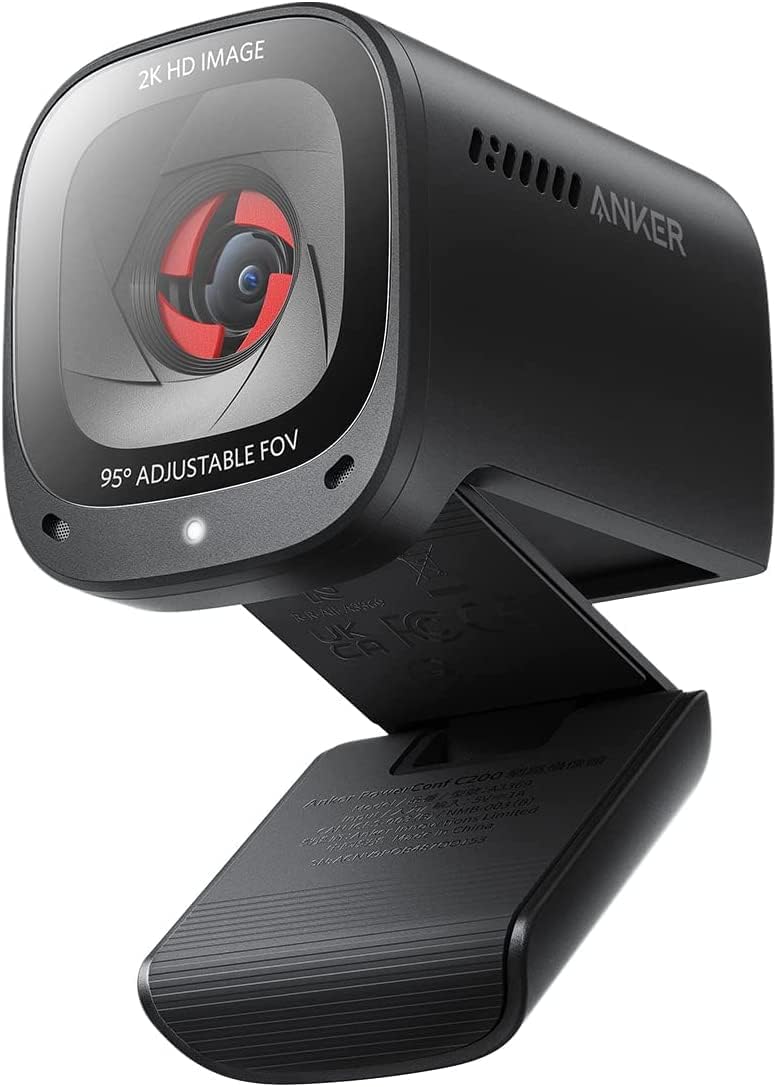 Anker PowerConf C200 2K Webcam for PC/Laptop/Mac, Computer Camera, Low-Light Correction, AI-Noise Canceling Mics, Adjustable Field of View, Built-in Privacy Cover, Stereo Mics, for Meeting
