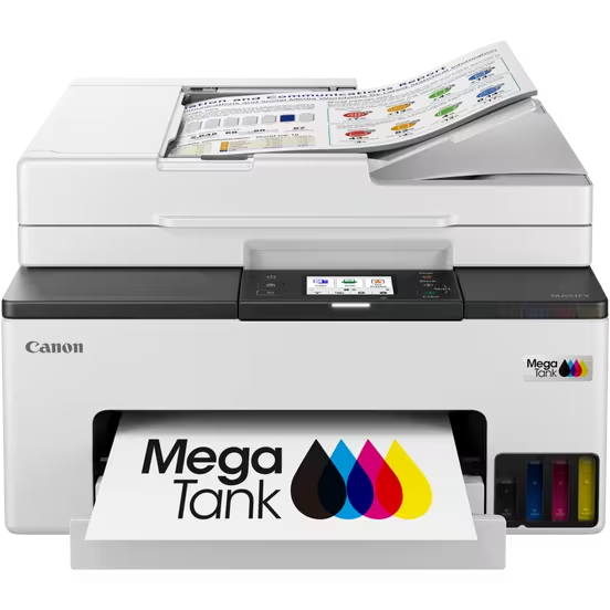 Canon MAXIFY GX2040 Ink Tank Printer, AIO Refillable, High-Yield Ink Bottles, 24IPM for Black & 15.5IPM for Color Print Speed, Wireless Connectivity, Automatic Document Feeder (ADF), White
