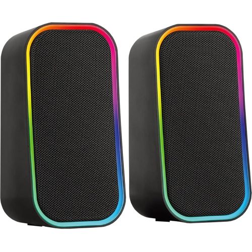Hp DHE-6004C Computer Speakers Gaming PC Speaker Bluetooth - Volume RGB gaming speaker with cable 3.5mm AUX jack or Bluetooth connection, 6 lighting modes 2.0 stereo speaker system.