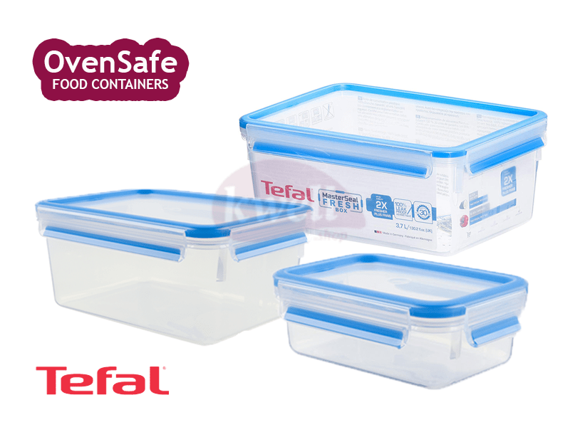 Buy new Tefal Plastic Food Storage Containers, Ovensafe Containers, BPA-free, Set of 3 ((3.7 liters K3022012), (2.3 liters K3021512), (1.0-liter K3021212) in Uganda - - Free Delivery > Long warranty >
