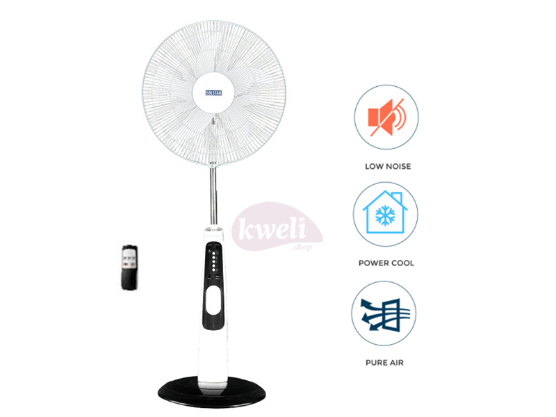 Buy new Solstar Rechargeable Stand Fan with Remote 16 Inches RFS-3006U-WH SS, Low Noise, Free Standing Fan in Uganda - - Free Delivery > Long warranty > Lifetime After-sales Support