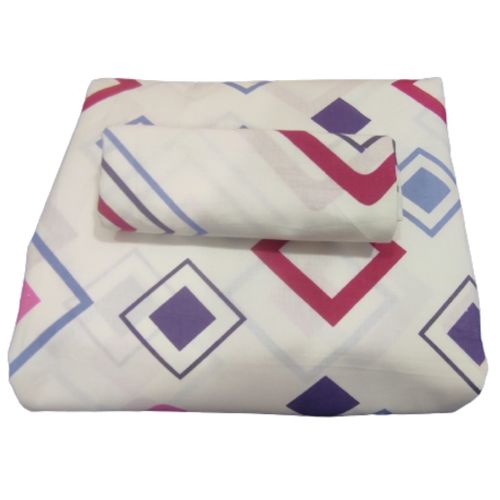 Double cotton bedsheets with 2 pillowcases - purple