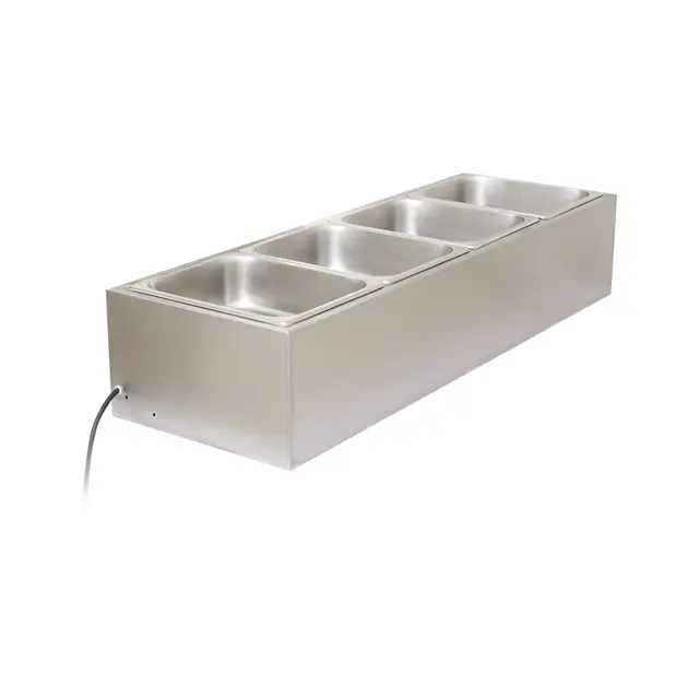 CJK Commercial Food Warmer Bain Marie 4-Pan Buffet Food Warmer Stainless Steel