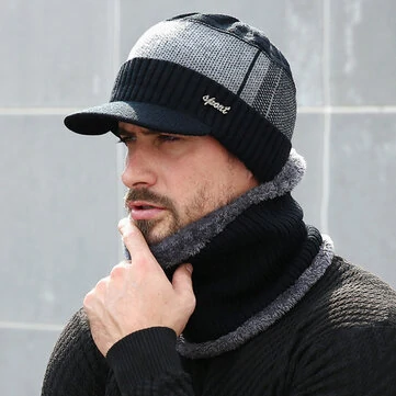 Unisex Bavlněné Venkovní Teplá Hebká Zimní Šály Pletené Kšiltovky Ploché Kšiltovky