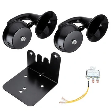 12V 130hz 126db/130db Jedno/Dvojité Šnekové Trumpetové Vzduchové Klaksony Elbow Flétna Černá Slitina Pro Automobilekamiony