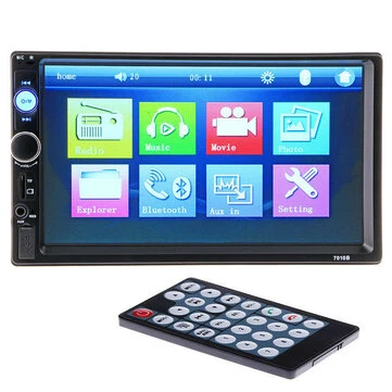 7010B 7 palcový 2 Din Auto MP5 Multimediální přehrávač Stereo Radio FM bluetooth USB AUX s kamerou