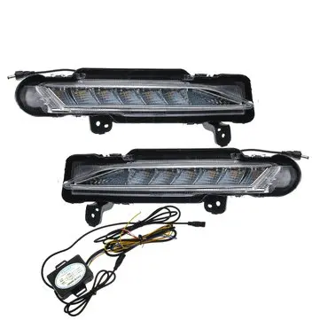 LED Bílé Denní svícení DRL žluté Blinkr Lampy Pár pro Toyota Yaris 2017-2019