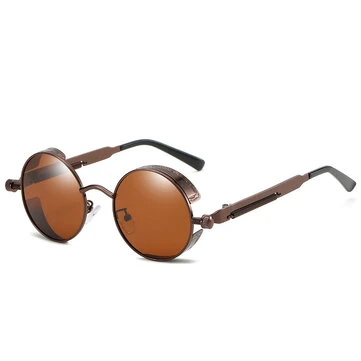 Pánské polarizované sluneční brýle kulaté gotické steampunk brýle pro muže vintage kovové průhledné čočky brýle jarní panty oculos UV400 lunette