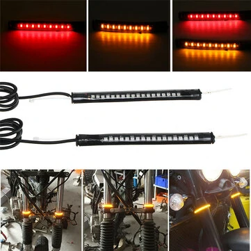 Pár 12V LED Motocyklové Blinkry Osvětlení Dekorace Pro Vidlice 39mm-41mm Amber & Červená