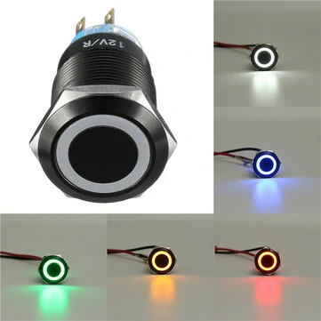 19mm 12V 5 Pin Led Světlo Kovové Tlačítko Dočasné Přepínač