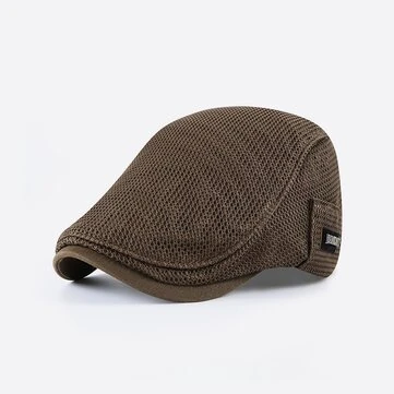 Collrown Prodyšná Beret Klobouk Muži Mřížková Tkanina Plochý Klobouk Novinářský Klobouk Řízení Rybářský Klobouk Špičatý Klobouk Nastavitelný Cabbie Klobouk