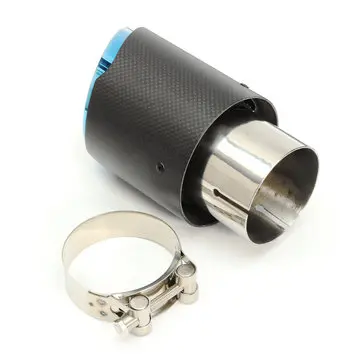 Univerzální 63mm Modrý Ocelový Konec Vyfukové Potrubí z Uhlíkových Vláken CW-EP026