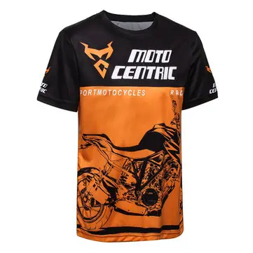 Motorcykl Prádlová Sportovní Bavlněná Košile Na Moto Venkovní Jízda Závodní T-krekely O Výstřih Krátký Rukáv
