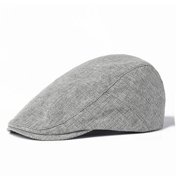Collrown bavlněný lněný baret pánský jednoduchý vintage čepice casual denní ploché klobouky jednobarevný cabbie řídit čepici venku