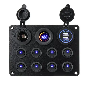 8panelový přepínač 12V-24V Přepínače ROZ/ZAV USB napájení Ovládání interiéru Auto Loď Lodní LED přepínače