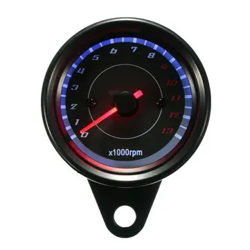 12V 13000RPM Motocykl Červený+Modrý LED Tachometr Rychloměr Univerzální