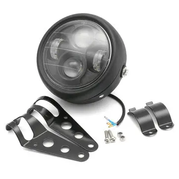 6,5 palcový 12V motocyklový LED reflektor s držákem černý pro Cafe Racer