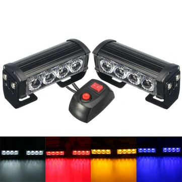2PCS 12V LED Majáková blesk světla Přední mřížka Varovná lampa Vodotěsná s 7 blikajícími režimy Přepínač pro nákladní vůz přívěs