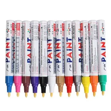 12 kusů Všechny barvy Pneumatiky Trvalé pero Barva Kov Venkovní značkovací inkoust Permanenty Trendy