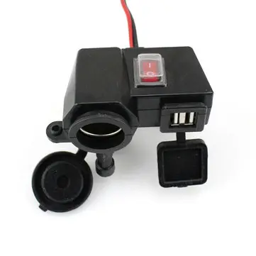 12V Motocyklový Vodotěsný Zapalovač Adaptér Duální USB Nabíječka