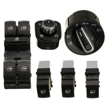 6PCS Sada Chromového Okenního Světlometu Zrcadlový Přepínač pro VW Passat B6 CC Golf Jetta