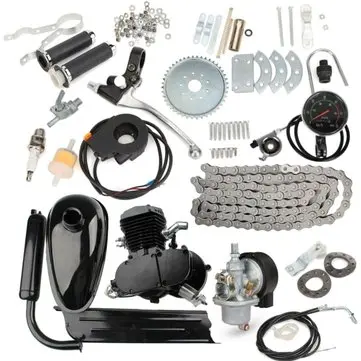 Vylepšený 80cc 2-taktní motorizovaný benzínový motorový kit s tachometrem Černý
