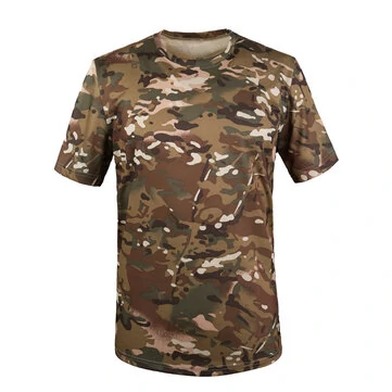 Letní závodní sportovní armádní kamuflážní tričko Army Camo krátký rukáv volnočasové lovectví