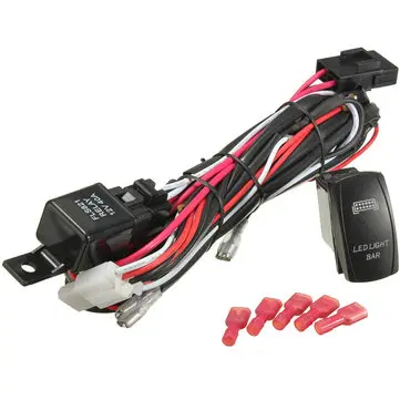 Modrý LED Rocker Switch On Off s kabelovým svazkem 40A Relay Fuse