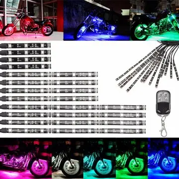 Multibarevné svítí záření neonové bezdrátové dálkově ovládané motocykly 5050LED blikající 12 proužků