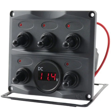 12V 24V 5-gang LED Rocker Toggle Switch Panel Digitální displej napětí pro loď Auta Motorový člun Caravan