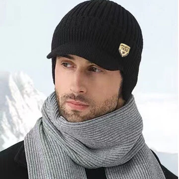 Collrown Muži Zimní Pletená Čepice Venku Cyklistika Ochrana Uší Teplo Špičatá Čepice Jízda Tlusté Ušní Čepice Beanie Klobouky