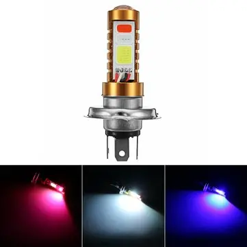 12/24V 15W 6500K Motocyklové H4 LED vysoký paprsek nízký paprsek COB přední světlomet 3 barvy Stoke žárovka skútr ATV