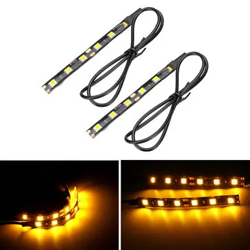 12V Pár 6 LED 5050 Motocykl Páska Otočný Signální Indikátor Blinker Světlo Amber