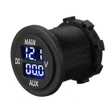 12V 24V AUX Hlavní LED Digital Dual Voltmetr Napěťový Měřič Panel Monitoru Baterie